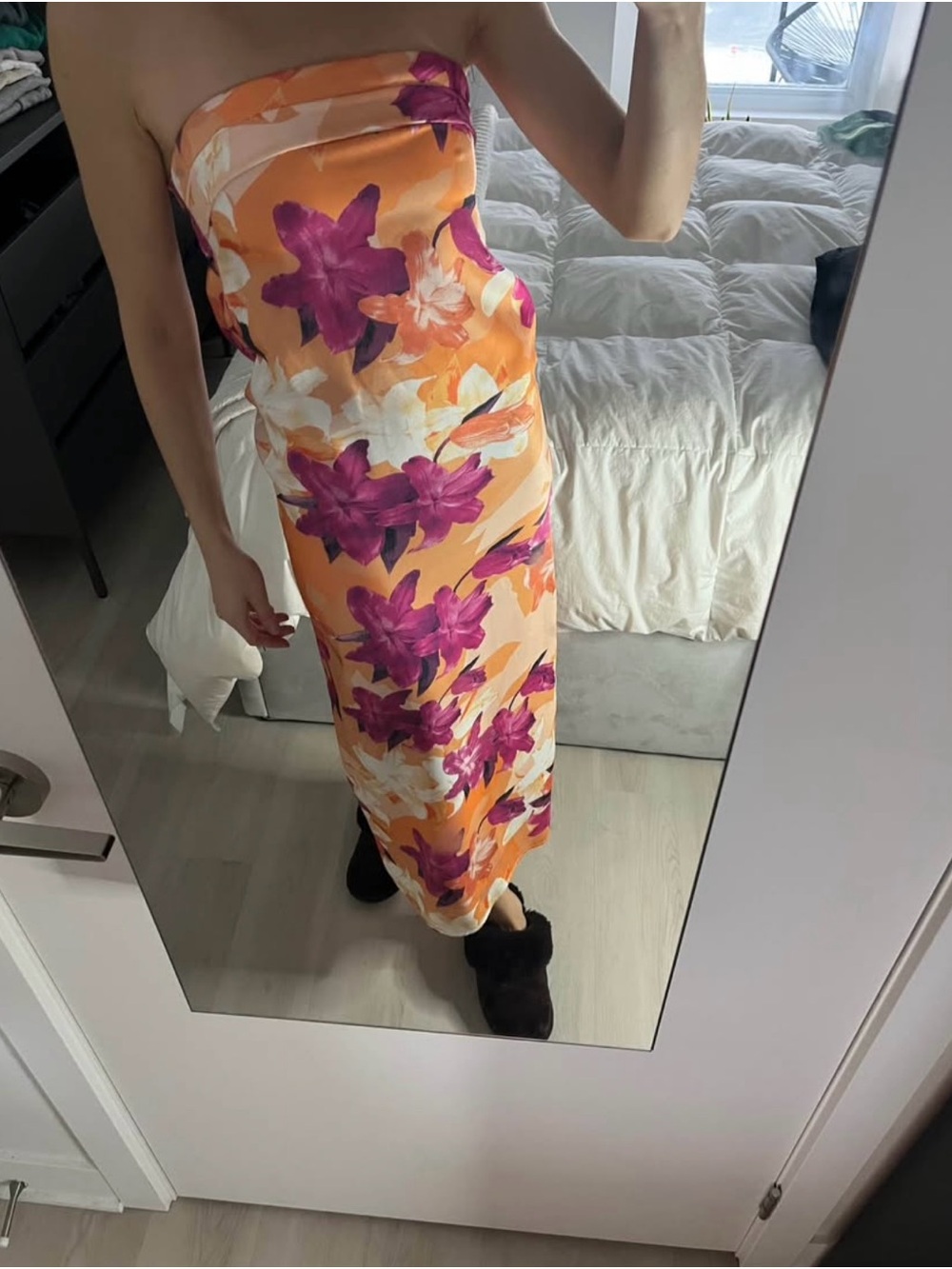 Floral Print Strapless Dress